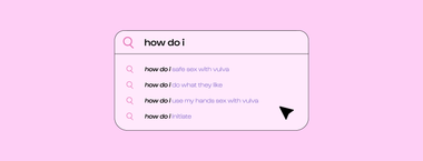 a graphic of a suggested search with questions about how to have sex with a vulva