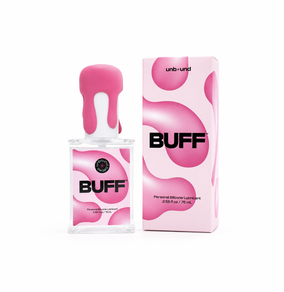 Buff silicone lubricant bottle and box packaging