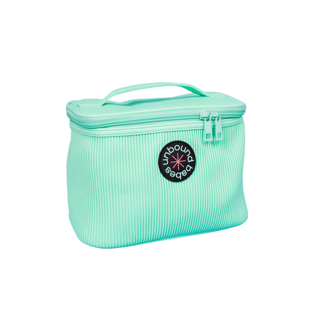 Sea green storage bag with Unbound Babes logo