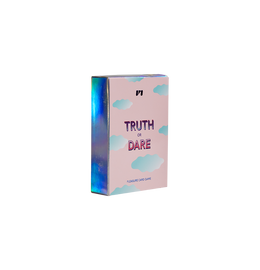 Truth or Dare Cards box in pink with light blue clouds on the front of the box